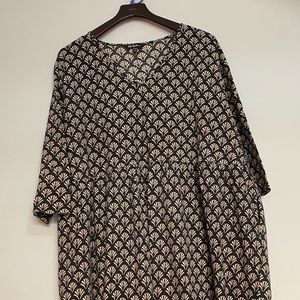 Ulla Popken 3/4 Sleeve Cotton Midi Dress